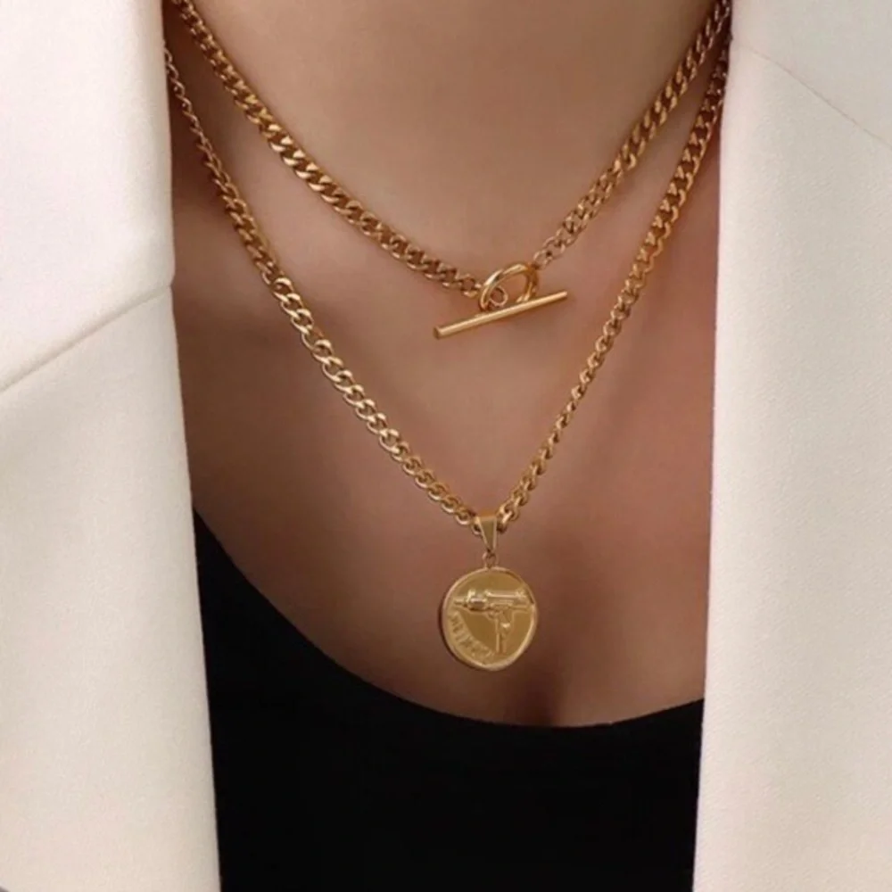 ¥ NEW 18K GOLD COIN CHUNKY CHAIN NECKLACE - Picture 2 of 5